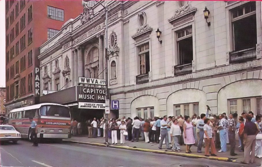 Fans line up to see Charley Pride perform at Jamboree USA at the Capitol Music Hall, now called Capitol Theatre, on Main Street in downtown Wheeling